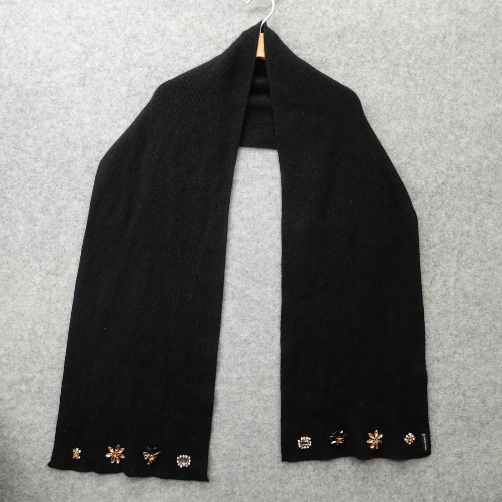 Cashmere Scarf Womens Black Rhinestone Jewel Y2K Winter Wrap ARMANI JEANS 12x70